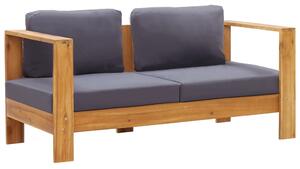Ławka/sofa ogrodowa z poduszkami, 140 cm, drewno akacji, szara