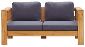 Ławka/sofa ogrodowa z poduszkami, 140 cm, drewno akacji, szara