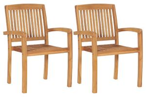 Ogrodowe krzesła sztaplowane, 2 szt., lite drewno tekowe