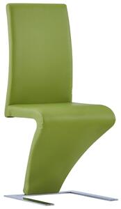 Krzesła o zygzakowatej formie, 4 szt., zielone, sztuczna skóra
