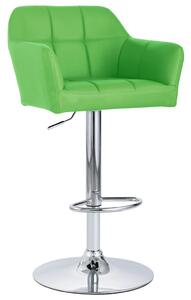 Krzesło barowe z podłokietnikami, zielone, sztuczna skóra