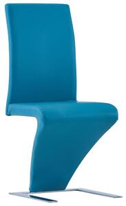 Krzesła o zygzakowatej formie 4 szt, niebieskie, sztuczna skóra