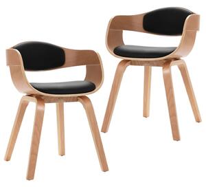 Krzesła stołowe, 2 szt., gięte drewno i sztuczna skóra