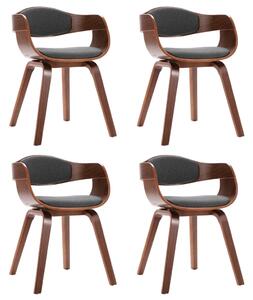 Krzesła stołowe, 4 szt., gięte drewno i szara tkanina