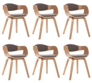 Krzesła stołowe, 6 szt., gięte drewno i tkanina w kolorze taupe