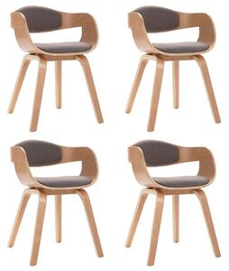 Krzesła stołowe, 4 szt., gięte drewno i tkanina w kolorze taupe