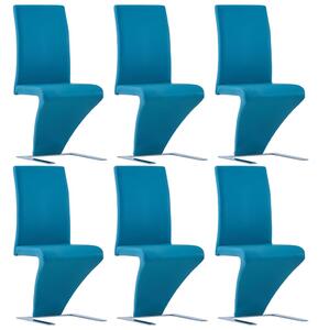 Krzesła o zygzakowatej formie, 6 szt, niebieskie, ekoskóra
