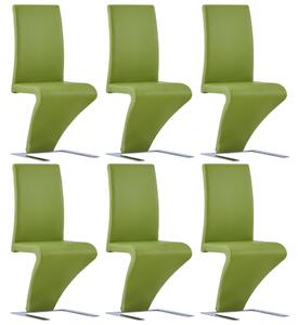 Krzesła o zygzakowatej formie, 6 szt., zielone, sztuczna skóra