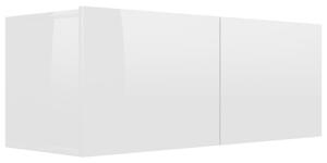 Szafka TV, wysoki połysk, biała, 80x30x30 cm, płyta wiórowa