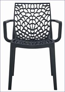 Czarne ażurowe krzesło tarasowe z podłokietnikami - Chamat 3X