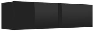 Szafka TV, wysoki połysk, czarna, 120x30x30 cm, płyta wiórowa