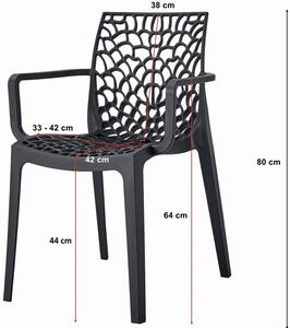 Czarne ażurowe krzesło tarasowe z podłokietnikami - Chamat 3X