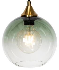 Art Deco Lampa wisząca mosiężna z niebieskim szkłem okrągła 7-punktowa - Sandra Oswietlenie wewnetrzne