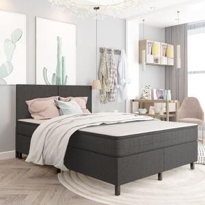 Łóżko kontynentalne, szare, tapicerowane, 160x200 cm