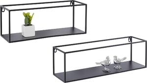 Dwie czarne półki z metalu w minimalistycznym stylu