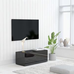 Szafka pod TV, czarna na wysoki połysk, 80x34x30 cm