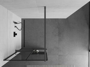 Mexen Kioto+ ścianka prysznicowa z półką Walk-in 90 x 200 cm, czarny wzór, gun metal - 800-090-121-95-77