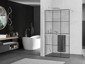 Mexen Kioto+ ścianka prysznicowa z półką Walk-in 110 x 200 cm, czarny wzór, nikiel szczotkowany - 800-110-121-97-77