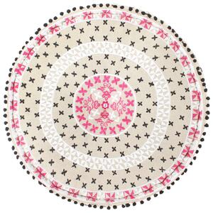 Puf, okrągły, bawełna z haftem, 60x25 cm, wielokolorowy