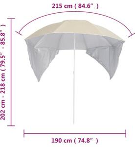 Parasol plażowy ze ściankami bocznymi, piaskowy, 215 cm
