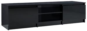 Szafka pod TV, wysoki połysk, czarna, 140x40x35,5 cm