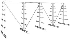 Regał wspornikowy, choinkowy, dwustronny, 150 kg, 2000 x 5400 x 590 mm