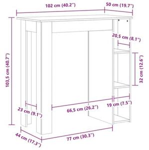 Stolik barowy z półkami, stare drewno, 102x50x103,5 cm