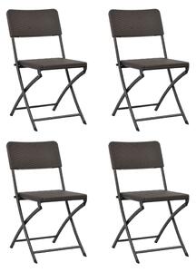 Składane krzesła ogrodowe, 4 szt., HDPE i stal, brązowe