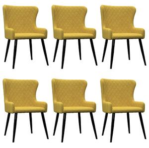 Krzesła jadalniane, 6 szt., żółte, aksamitne