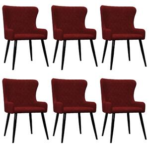 Krzesła jadalniane, 6 szt., czerwone, aksamitne