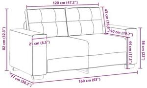 Sofa dwuosobowa jasnoszara 160x77x82 cm aksamit
