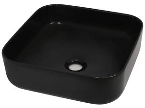 Ceramiczna umywalka kwadratowa, 38 x 38 x 13,5 cm, czarna