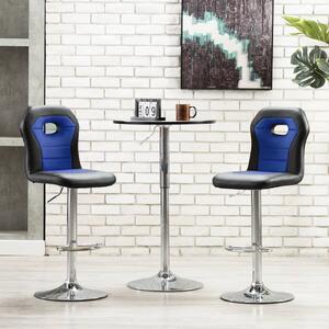 Krzesła barowe, 2 szt., niebieskie, sztuczna skóra
