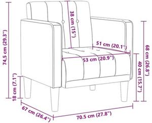 Sofa fotel z podÅokietnikami kremowy 53 cm aksamit
