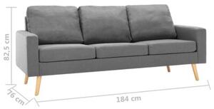 Sofa, 3-osobowa jasnoszara, tapicerowana tkaninÄ