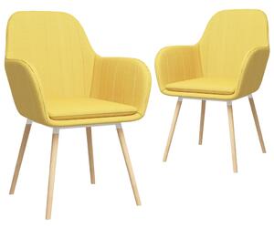 Krzesła z podłokietnikami, 2 szt., żółte, obite tkaniną