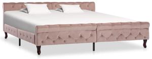 Rama łóżka, różowa, tapicerowana aksamitem, 200 x 200 cm