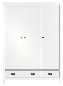 Szafa 3-drzwiowa Hill, biała, 127x50x170 cm, lita sosna