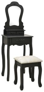Toaletka ze stołkiem, czarna, 50x59x136 cm, drewno paulowni
