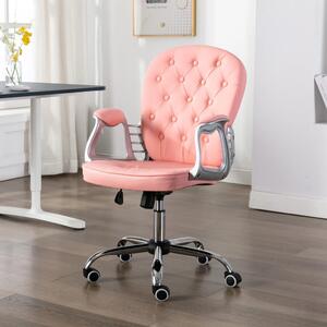 Obrotowe krzesło biurowe, różowe, sztuczna skóra