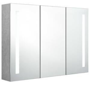 Szafka łazienkowa z lustrem i LED, 89x14x62 cm, szarość betonu