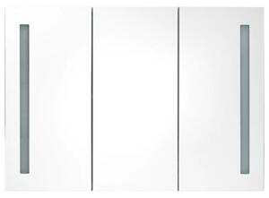 Szafka łazienkowa z lustrem i LED, 89x14x62 cm, szarość betonu