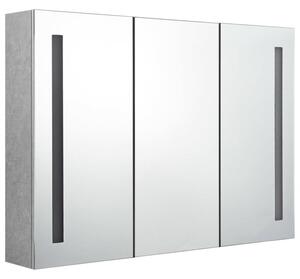 Szafka łazienkowa z lustrem i LED, 89x14x62 cm, szarość betonu