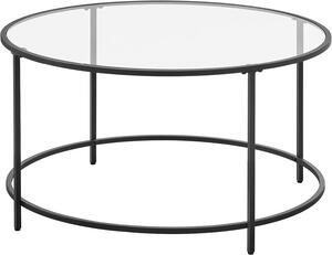 Stolik kawowy okrągły ława do salonu okrągły szklany czarny 84cm