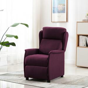 Rozkładany fotel masujący, fioletowy, tapicerowany tkaniną