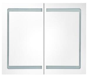 Szafka łazienkowa z lustrem i LED, 80 x 12,2 x 68 cm