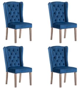 Krzesła stołowe, 4 szt., niebieskie, aksamitne