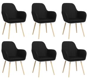 Krzesła stołowe z podłokietnikami, 6 szt., czarne, tkanina