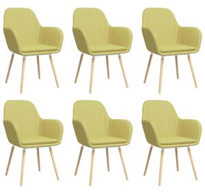 Krzesła stołowe z podłokietnikami, 6 szt., zielone, tkanina
