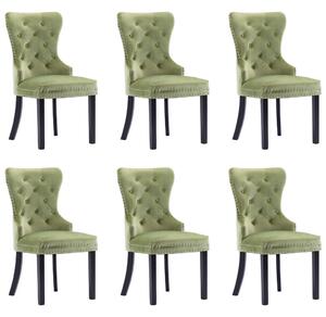 Krzesła stołowe, 6 szt., jasnozielone, aksamitne
